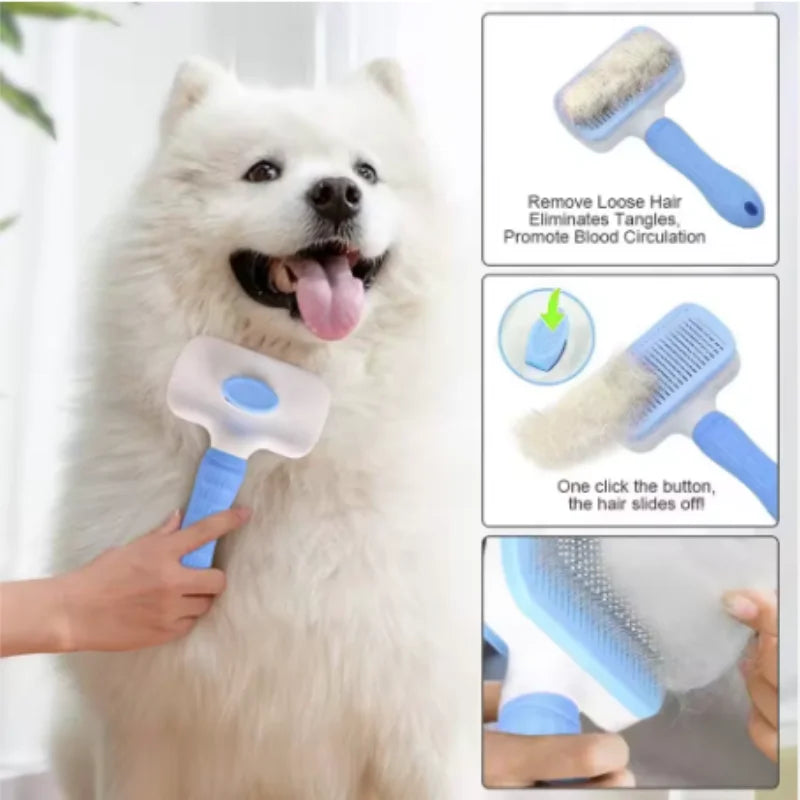Pet Dog Brush Cat Comb Self Cleaning Pet Hair Remover Brush For Dogs Cats Grooming Tools Pets Dematting Comb Dogs Accessories